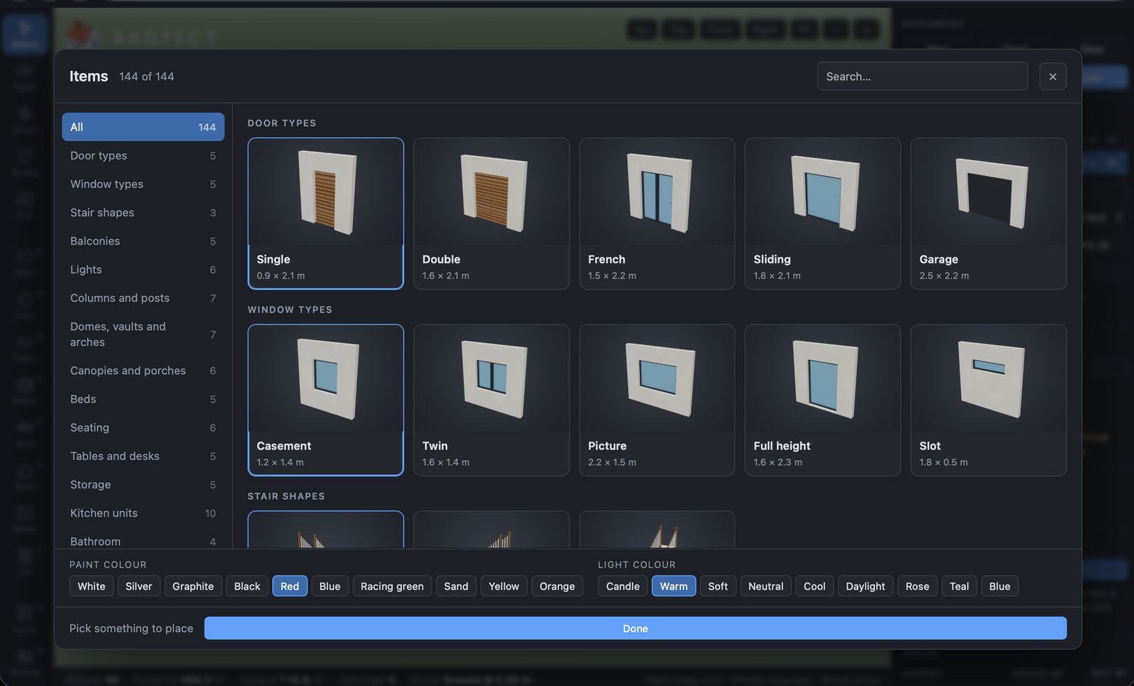 The catalogue of things to place